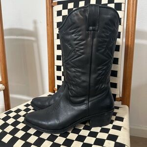 Steve Madden HAYWARD BLACK LEATHER cowboy boots size 10